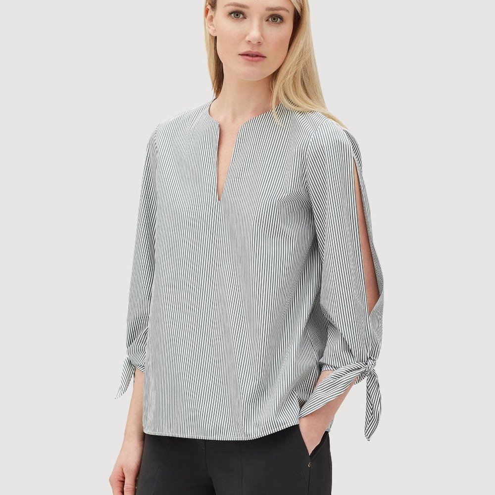 Lafayette 148 New York Khloe Tie Sleeve Blouse